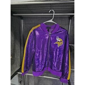 WILD COLLECTIVE NFL Minnesota Vikings Womens Sequin Jacket Size Large  MSRP $160